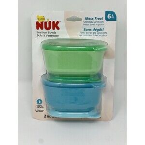 NUK Suction Bowl and Lid, Assorted Colors, 2 Pack, 6+ Months Plus.